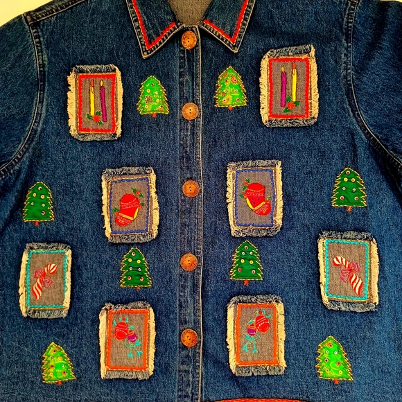 CHRISTMAS VINTAGE DENIM  JACKET, XL - Picture 4 of 13